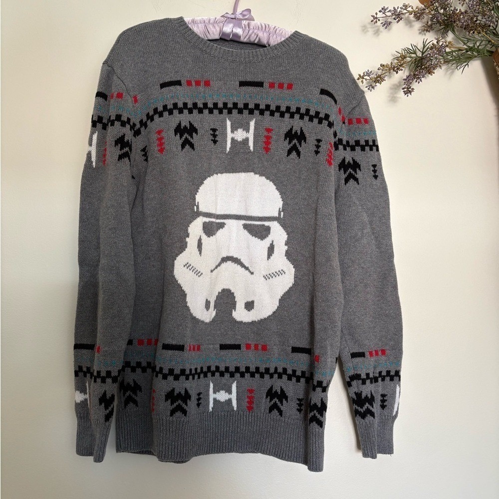 Star Wars Storm trooper Cotton Sweater Medium Gray 100% Cotton